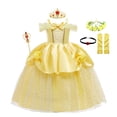 thumbnail image 1 of Vestido de princesa bella para niñas, disfraz de la Bella y La Bestia, ropa de fiesta, corona de palo mágico, 2022 Fivean unisex, 1 of 2