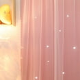 thumbnail image 2 of Cortinas de estrellas huecas de 2 capas, cortina opaca a juego de mezcla de gasa, paneles de cortina con aislamiento térmico autoadhesivo de cinta mágica oso de fresa  Hogar, 2 of 5