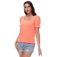 thumbnail image 6 of Women's Square Neck Tops Ruffle Trim Sleeve T-Shirts for Summer Casual Short Tees, 6 of 7