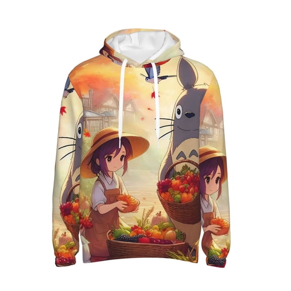 Totoro Trendy Cartoon Men'S Fleece Hooded Hoodie, hoodies for women men with pockets,Fall Fashion 2025 Pullover Sweaters Winter Clothes