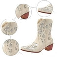 thumbnail image 3 of Sequin Cowboy Boots for Women Sparkly Sequin Western Leather Pointed Toe Wide Mid Calf Cowgirl Riding Boots, 3 of 7