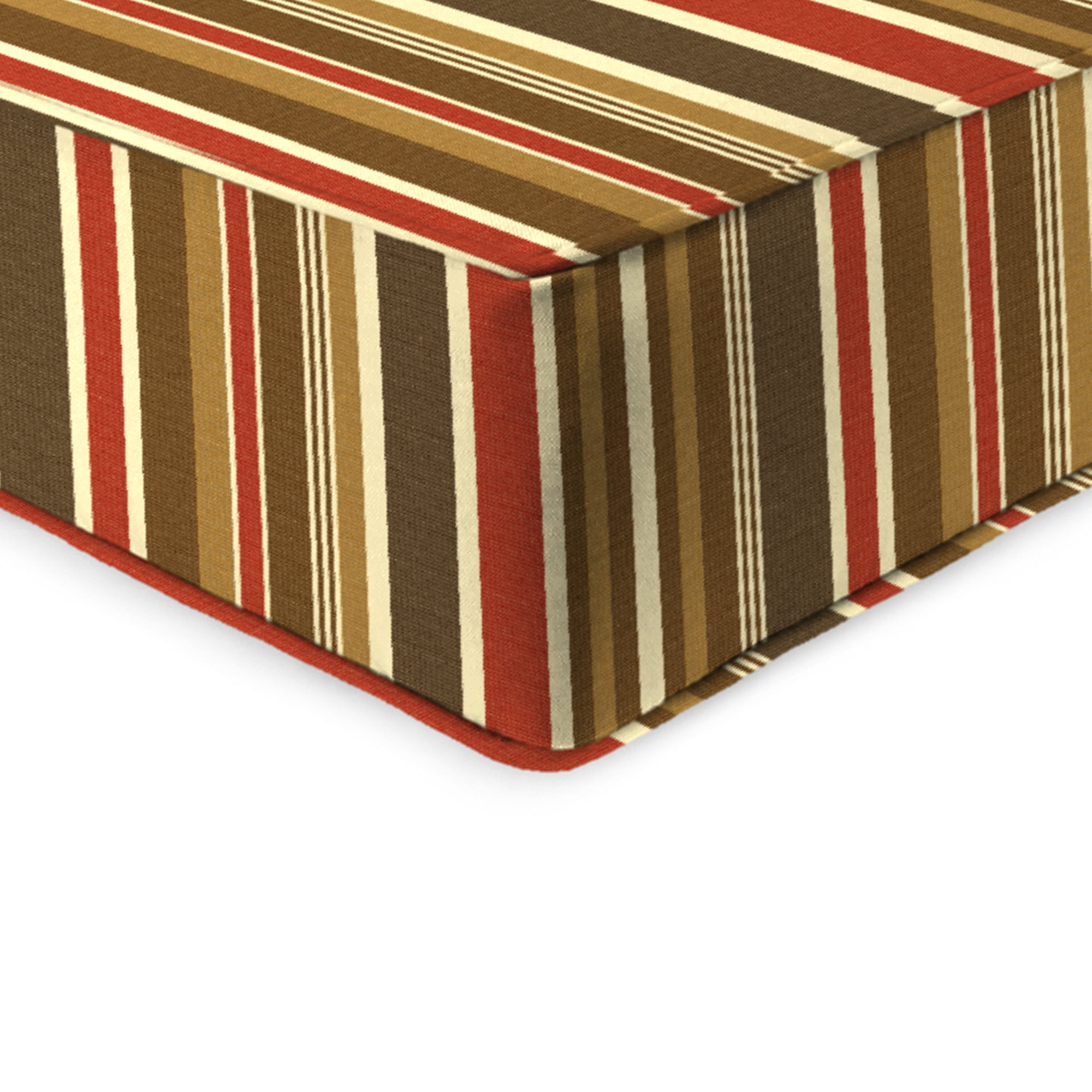 Jordan Manufacturing Sunbrella 46.5" x 24" Brannon Redwood Multicolor Stripe Rectangular Outdoor Deep Seat Chair Cushion Set with Welt