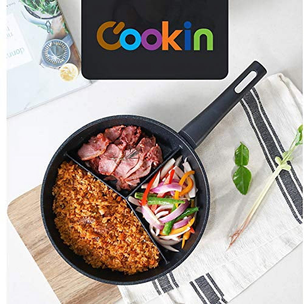 Kitchen Flower Cookin Multi 3 Divider Non Stick Coating Frying Pan 28cm