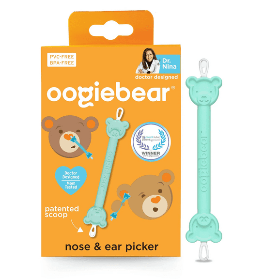 Oogiebear Baby Nose and Ear Cleaner – Newborn & Infant Dual Snot and Ear Wax Remover Tool for Congestion Relief and Hygiene, Mint Green