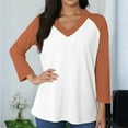 thumbnail image 7 of Hearthz Womens 3/4 Raglan Sleeve Tshirts V Neck Baseball Shirt Color Block Summer Tops for Women Fall Work Blouses for Women, 7 of 7