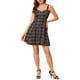 thumbnail image 1 of Vestido sin mangas de mujer con tirantes de cuadros y cremallera frontal XS negro, 1 of 7