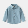 thumbnail image 3 of Otqutp Pocket Blouse for Toddler Boys Fall Spring Long Sleeve Plaid Shirt Lapel Button Down Tops Gentleman Tops Everyday School Wedding Flower Boys Outfits(Light Blue-3,12-18 Months), 3 of 3
