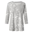 thumbnail image 4 of WEIWEN Crew Neck T Shirts for Women Floral Summer Tops 3/4 Sleeve Shirts Fashion Casual Tunic Tops Women's Oversized Tshirts (Light Gray, Size XXL), 4 of 4