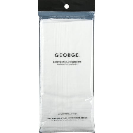 Men's Handkerchiefs, White, 6-Pack