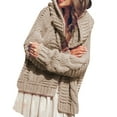 thumbnail image 1 of Abrigo de Moda Suéter de aguja pesada de otoño e invierno para mujer, cárdigan suelto de moda grueso para mujer (Caqui, S), 1 of 4