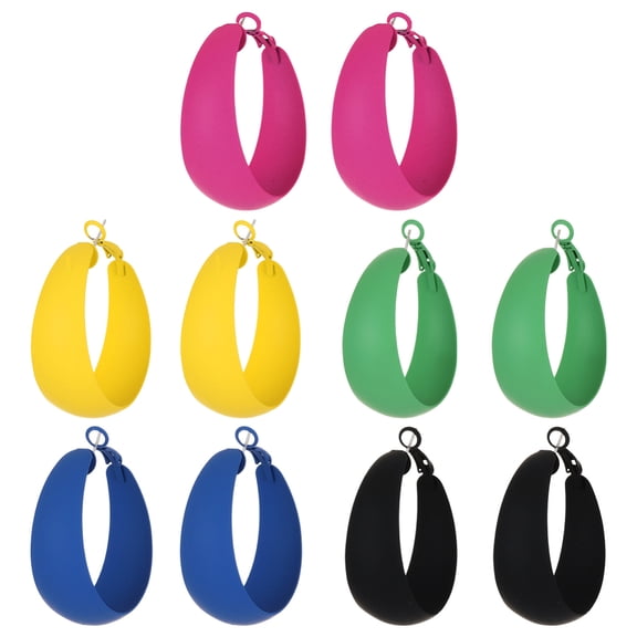 5 Pairs 80s Retro Neon Circle Hoop Earrings Colorful Dangle Matte Hoop Earrings Minimalist Round Circle Earring Chunky Party Accessories Earring