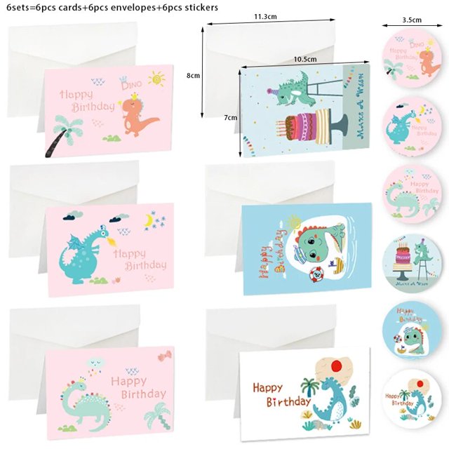 Juego de tarjetas de feliz cumpleaños, globos bonitos, tarjetas de felicitación surtidas con sobres y pegatinas, fiesta de cumpleaños plegables para tarjetas de regalo, 6 juegos