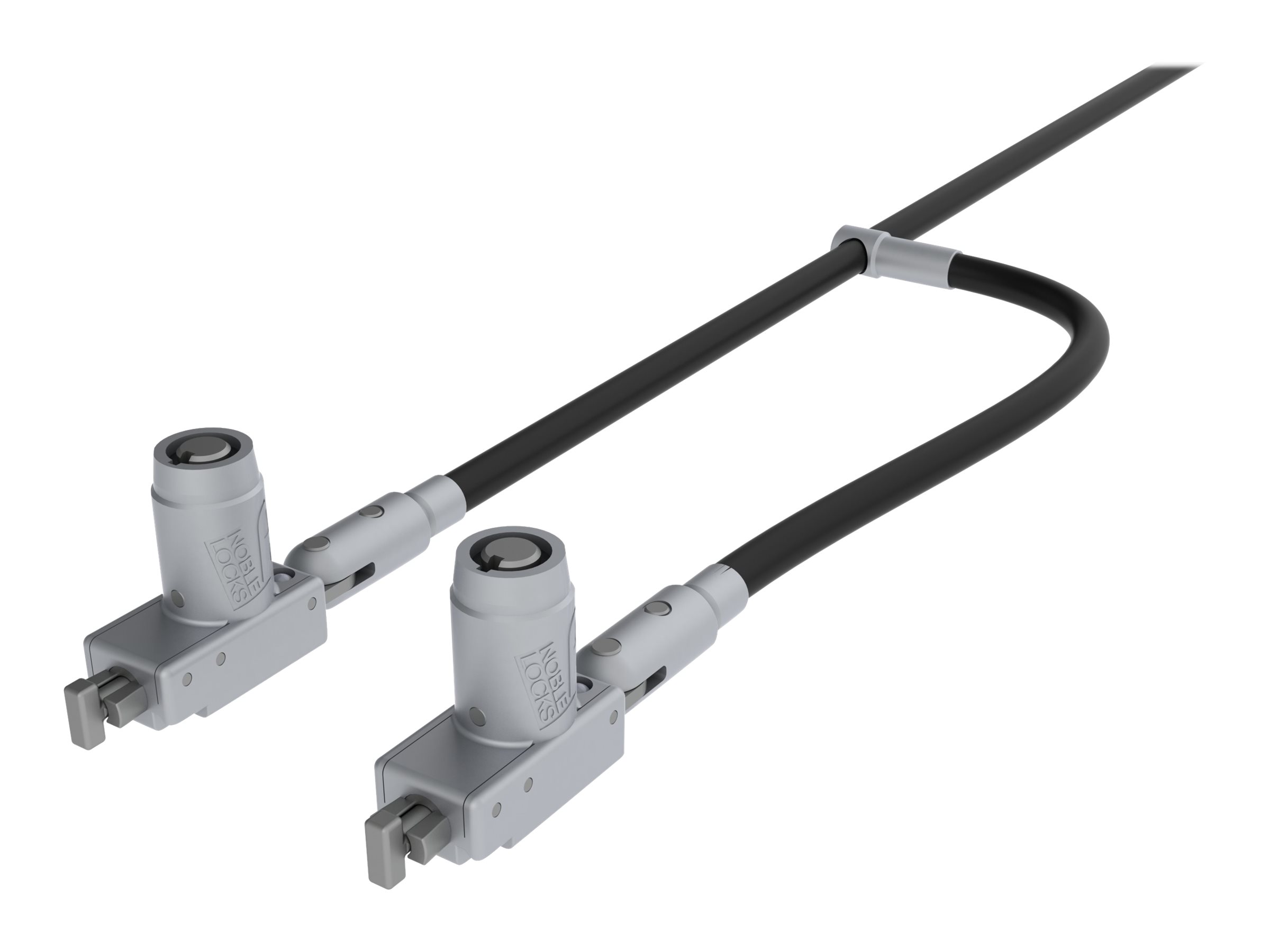 Noble Double head TBar Lock with barrel key and cable trap Notebook locking cable silver