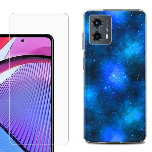 OneToughShield ® Compatible with Motorola Moto G 5G 2023, Shockproof Phone Case, with Tempered Glass Screen Protector - Cosmos/Stars