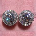 thumbnail image 5 of Pendientes con incrustaciones de destellos de circonitas redondas y llenos de diamantes, pendientes de temperamento elegantes para mujer, 5 of 5