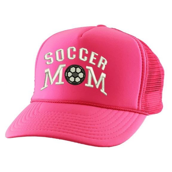 ALLNTRENDS Soccer Mom Trucker Hat Embroidered Women's Adjustable Mesh Snapback Cap (Neon Pink)