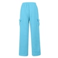 thumbnail image 4 of BRDFRL Cargo Pants for Women Y2K Casual Baggy Joggers Elastic Waist Wide Leg Pants with Pockets Light Blue S, 4 of 6