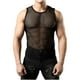 thumbnail image 1 of pstuiky Camisetas sin mangas para hombre, Blusa sin mangas con cuello redondo y diseño de red de pesca ahuecada para hombre Chaleco de hombre l, 1 of 6