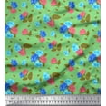 thumbnail image 2 of Soimoi Tissu Poly Georgette Imprimé Feuilles & Roses au Mètre 42 Pouces de Large, 2 of 3