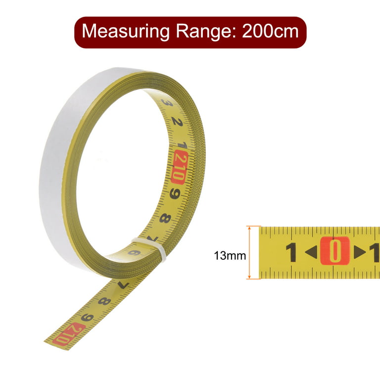 2pcs Self Adhesive Tape Measure 100cm Start from Middle Steel Ruler Tape,  Yellow