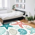 thumbnail image 6 of Area Rugs Indoor Non-Slip Rectangle Rug 4x6 Ft Summer Ocean Teal and Red Grey Coral Starfish Seashells Rug Rubber Backing Floor Mats Non Shedding Home Decor Carpet for Entryway Living Room, 6 of 8
