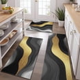 thumbnail image 2 of Black Marble Gold Wave Pattern Kitchen Rugs Sets Of 3,Kitchen Runner Rugs Non Skid Washable,Decorative Kitchen Floor Mats for Kitchen,Sink,Laundry,17"x30"+ 17"x47" + 17"x59", 2 of 6
