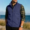 thumbnail image 2 of Mens Vests Outerwear Windproof Lightweight Softshell Vests Zip Pockets Sports Sleeveless Jacket Golf Vests for Men Big and Tall Size S-6XL Dark Blue, 2 of 9