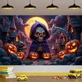 thumbnail image 5 of Spooky Design Halloween Banner Skeleton Pumpkin Decoration Haunted Graveyard Scene for Halloween Party Outdoor Indoor, 5 of 9