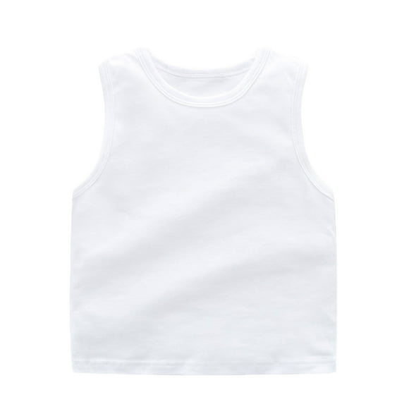 PMVFHDE Chandail pour Filles, Débardeur de Danse pour Enfants, Débardeur Court Dos Nageur, Haut de Sport Sans Manches, Danse Ballet, Blanc, 3-4 Ans