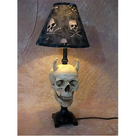 Devil Skull desk lamp with bone shade