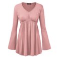 thumbnail image 1 of MBJ WT1159 Womens V Neck Long Sleeve Empire Waist Tunic Top L PINK, 1 of 3