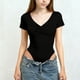 thumbnail image 1 of Camiseta deportiva informal de manga corta con cuello en V de color liso para niños, top de poliéster para niños, 1 of 5
