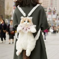 Chongker Stuffed Realistic Cat-shaped Backpack Handcrafted Plush Ragdoll Cat Backpack for Women