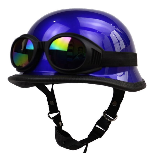 Casco de acero para motocicleta, casco retro para motocicleta, casco Harley para montar al aire libre, medio casco con gafas