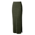 thumbnail image 4 of Wxolcjlv Women's Ribbed Knit Midi Skirt High Waist Side Slit Bodycon Midi Skirts, 4 of 4