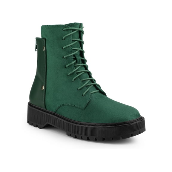 Unique Bargains Women's Lace Up Platform Chunky Heel Combat Boots