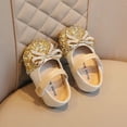 thumbnail image 5 of Kids Girl Rose Gold Glitter Flats Sparkly Princess Dress Shoes for Flower Girl Wedding Party PU Bow Kids Shoes Sizes 4-10,Size 5, 5 of 7