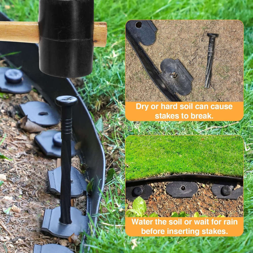 （4 Inch Tall Lawn Edging No Dig）150/200ft Landscape Edging,Garden Edging Border,Lawn Edging and Landscape Border No Dig Flower Bed Border Plastic Garden Edging Border Rubber Landscape Edging