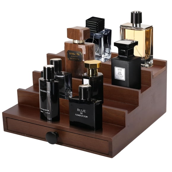 Organizador de perfumes Fengligoo Walnut Cologne para hombre, 4 niveles
