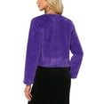 thumbnail image 3 of INSPIRE CHIC Cropped Open Front Jacket for Women's Faux Fur Long Sleeve Bolero Winter Coat XS Purple, 3 of 5