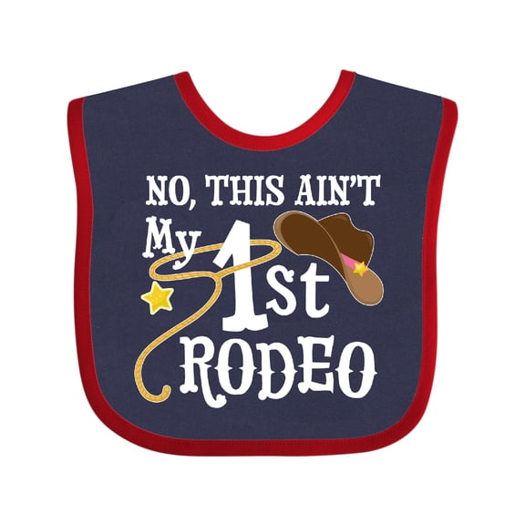 Inktastic No, This Ain't My 1st Rodeo Cowboy Hat and Lasso Boys or Girls Baby Bib