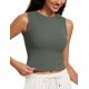 thumbnail image 1 of Remera CRZ YOGA sin mangas con cuello alto acanalado en gris salvia, talle S, 1 of 5