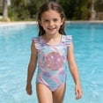 thumbnail image 2 of Girls Ruffle Piece Swimsuit Floral Print Bathing For Toddler Kids Sun UPF 50 Swimwear, 2 of 5