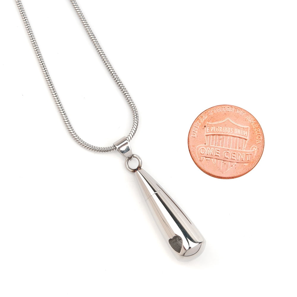 Anavia Silver Tear Drop Memorial Necklace Heart Cut-Out Pendants for Cremated Ashes Holder With Free Funnel Kit and Jewelry Box