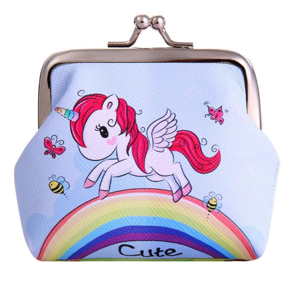 Coin Purse Unicorn Rainbow Wallet Buckle Clutch Handbag For Women Girls Gift 