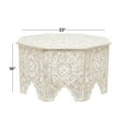 thumbnail image 4 of DecMode 33" x 18" White Wood Handmade Intricately Carved Floral Coffee Table, 1-Piece, 4 of 15