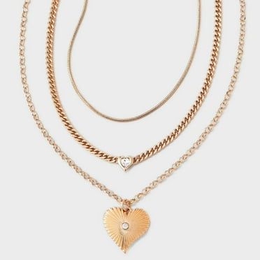 SUGARFIX by BaubleBar Layered Heart Pendant Necklace - Gold