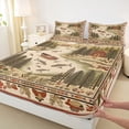 thumbnail image 4 of Feelyou Country Lake Fishing Full Size Sheets for Men Boys, Retro Folk Art Lake Cabin Bed Sheets, Brown, 4-Piece, 4 of 5