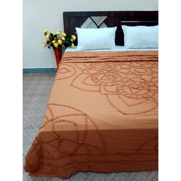 Embroidery Bed Cover Vintage Design Cotton Bedspread, Bed Blanket Queen/Double Size 90 x 102 Inches