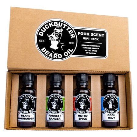 DUCKBUTTER Duck Butter Beard Oil - Natural & Organic 4-Pack Boxed Gift Set - BEST (Best Beard Subscription Box)